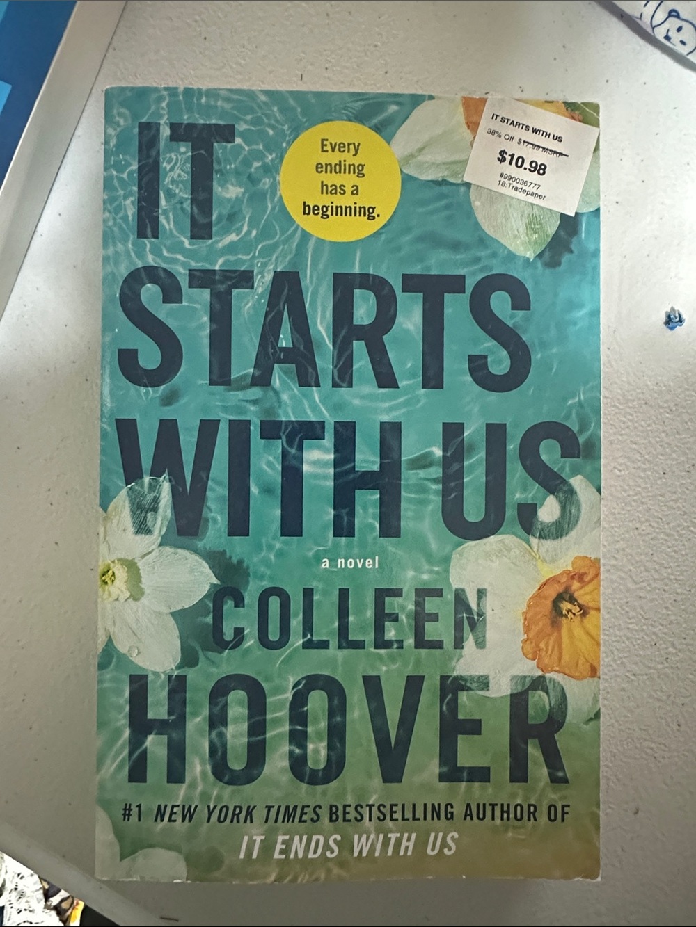 It Starts With Us by Colleen Hoover - Teal Floral Paperback